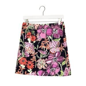 Lilly Pulitzer Black Flower Market Floral Mini Skirt 6
